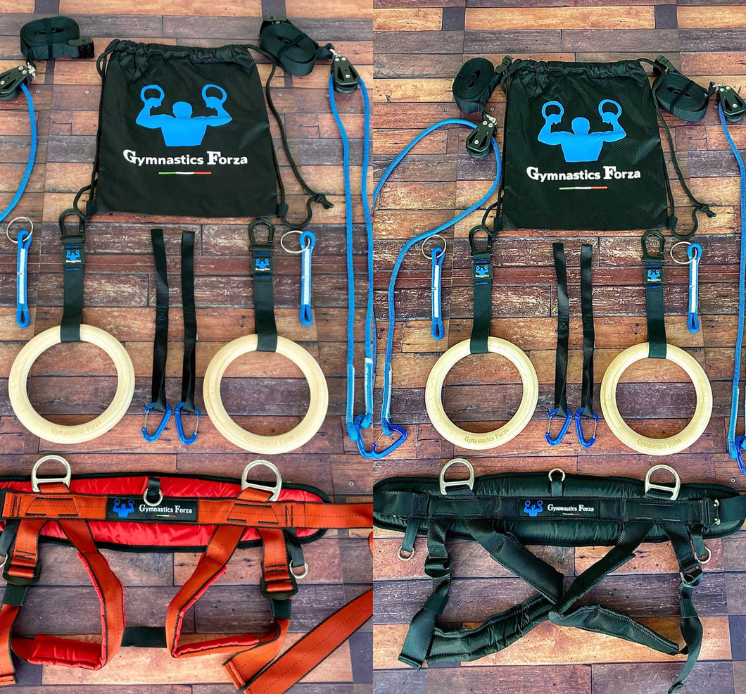 DEAL 9 (13%DISCOUNT SAVE 59 EUR) -Two gymnastics forza rings system with Two Harnesses (Large +medium)